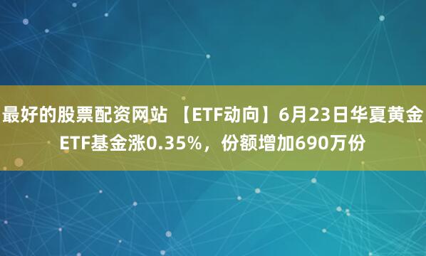 最好的股票配资网站 【ETF动向】6月23日华夏黄金ETF基金涨0.35%，份额增加690万份