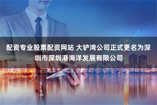 配资专业股票配资网站 大铲湾公司正式更名为深圳市深圳港海洋发展有限公司